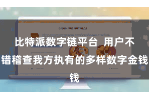 比特派数字链平台 用户不错稽查我方执有的多样数字金钱