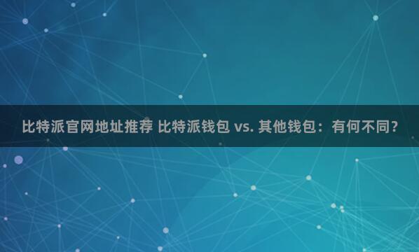 比特派官网地址推荐 比特派钱包 vs. 其他钱包：有何不同？